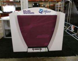 Custom Tabletop Display with Backlit Fabric Graphics, Sintra Header, and Large Monitor Mount